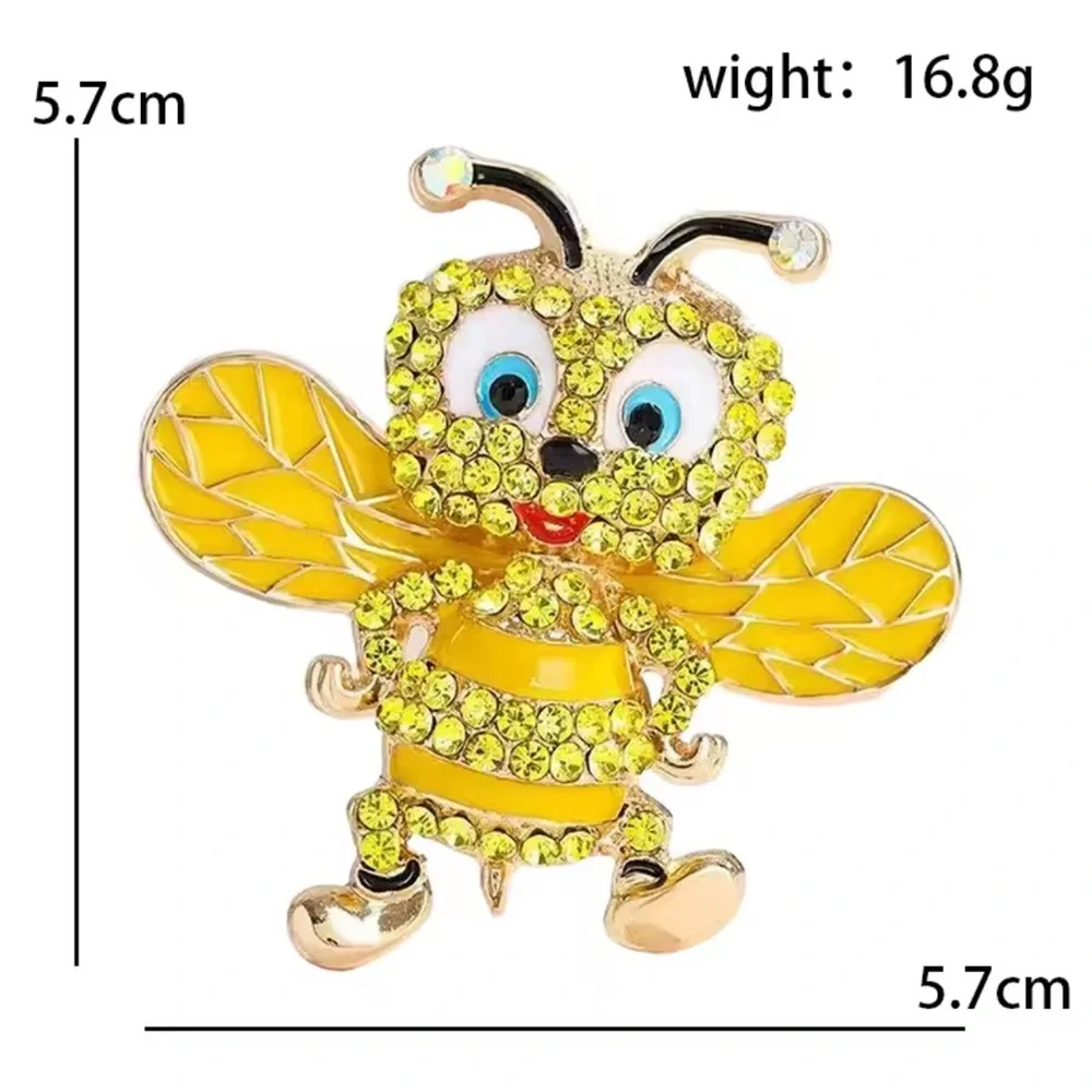 Cute Bumble Bee Brooch – Rhinestone Gold Statement Jewelry - Picture 5 of 8